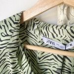 ZARA  Satin Oversized Animal Print Button Down Top Photo 2