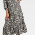 The Nines by Hatch Gray Floral Maxi Maternity Dress Large Ruffle Collar Size undefined Photo 0