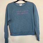 Project Social T Catch Flights Not Feelings Blue Sweatshirt Casual Travel Wanderlust Quote Photo 0