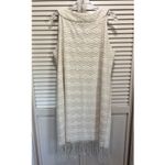Tiana B. Cream/Silver Thread Crocheted Sleeveless Fringe Lined Slip‎ Dress 16W Silver Size 16 Photo 4