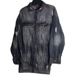 POL Vtg distressed dark wash denim button up jacket 100% cotton fall winter Photo 0