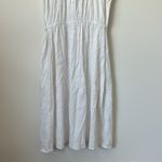 Vince  Sleeveless Shirred Band Collar Linen Blend Midi Dress in White Size: M Photo 9