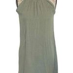 Womens Green Trapeze Dress High Mock Neckline Sleeveless Pleated Mini Sz Small Photo 0