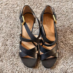 NWOT Lauren Ralph Lauren Gisella Burnished Black Leather Strappy Heel Sandals 8 Photo 1
