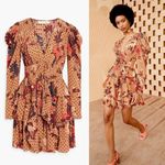 Ulla Johnson  Oni Garden Rose Floral Silk Tiered Puff Long Sleeve Mini Dress Sz 0 Photo 1