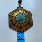 Soft Surroundings  Maj Necklace Malachite Hexagon‎ Pendant Statement Medallion Photo 7