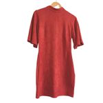 Jealous Tomato Large burnt orange mini short sleeve Velvet Sheath dress mock Neck back zipper Photo 5