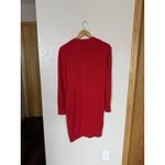 Donna Karan  Red Longline Cardigan Sweater Small Silk Wool Blend Open Front Photo 4