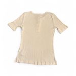Madewell  women’s Ribbed Lace Up Short Sleeve Tee in Vintage ivory Size M NWT Photo 4