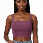 ZARA  Textured Crop Top Womens L Purple Square Neck Stretch Clean Girl Minimalist Photo 0