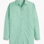 J. Crew Relaxed Cotton Button Up‎ Shirt Green Striped Size XL Photo 0