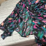 Soma Women’s Crinkle Satin Maxi Dress Size M Built in Bra pink teal bold NWOT Photo 8