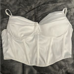 MADRAG‎ White Corset Bustier Crop Top Women's Zip Size S Front Clubwear Festival Photo 0