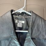 Santa Fe Leather Jacket Blazer Womens‎ Size 8 Silver Metallic Retro Vintage Photo 3