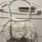 American Eagle  White Lace Cropped Tank Top Photo 1