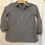 Talbots  Women's Size 12 Black White Gingham Check Rhinestone‎ Button Tunic Top Photo 0