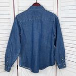 Westbound Snowman Appliqué Embroidered Denim Shirt Blue Medium Button Up Photo 8