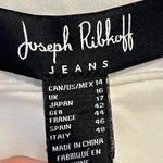 Joseph Ribkoff  Women’s White Laser Cut Detail Raw Hem Ankle Skinny Jeans Size 14 Photo 2