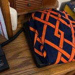 Geometric Swing Dress W/ Pockets Dark Blue Orange No Tags About a Large Stretchy Size undefined Photo 8