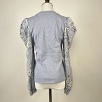 Anthropologie NWOT  DOLAN Lace Puff-Sleeve Top Blue Size L Long sleeve Photo 8