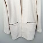 Ellison | Cream Long Line Notch Collarless Coat Jacket Gold Zippers | Large Photo 4