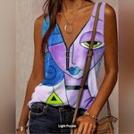 Abstract Art Print Women's Top Purple Photo 0