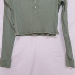 Aerie  Green Long Sleeve Ribbed Knit Cropped Henley Top size XXL Photo 4