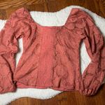 Juniors Pink long sleeve lace up cropped boatneck Long Sleeve top NWT Size L Size L Photo 1