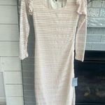 New NSR Beige Nordstrom Crochet Midi Dress Small Long Sleeve BOHO Lined Photo 0