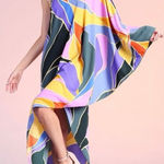 Tyche  Multicolored Printed Asymmetric One Shoulder Made In USA Size Small Photo 0