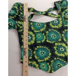 Free People  Retro Hippie Green Square Neck Puff Sleeve Bandana Original! Small Photo 7