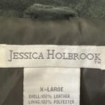 Vintage Jessica H sz XL 100% Leather Green Oversized Button Blazer Y2K 90s Women Photo 7