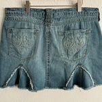 Anchor Blue Vintage Y2K Faded Denim Pleated Dart Raw Hem Midi Rise Mini Skirt Photo 6