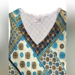 vintage boho patterned blue, green and cream midi dress Blue Photo 3