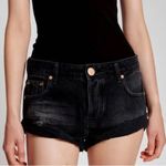 One Teaspoon  Worn Black Bandit Denim Shorts Size 31 NWT Boho Cuffed Black Shorts Photo 0
