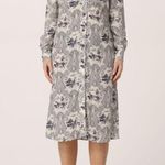 PINKO White Blue Panther Print Long Sleeve Midi Dress Size 8 Photo 6