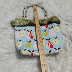 Beaded Pear Apple Blue Fringe Purse y2k Unique Chic Hand purse Closure Fruit Photo 11