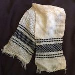 Vintage White and black stripe woven wool scarf Photo 0
