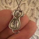 Silver Cat Pendant Necklace Photo 3