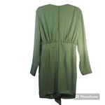 ASOS  DESIGN Plunge Mini Dress with Wrap Drape Skirt Sage Green Size 10 Photo 2