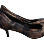 Donald J Pliner Black Bronze Dusted Metallic Kitten Heels Size 7.5 Narrow Gold Photo 0