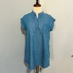 Weekend Suzanne Betro Blue Striped Women's Relaxed Tunic Loungewear Top Size S Photo 2
