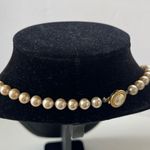 Trifari Vintage Crown Faux Pearl Necklace 22" Goldtone Hiddden Clasp Old Money Photo 4