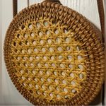Two Tone Round Rattan Straw Wicker Shoulder Purse Bag, Tan, Khaki Tan Photo 14