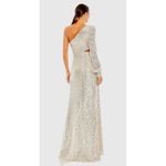 Mac Duggal NWT IEENA 26730 Silver Sequined One Shoulder Cut Out Gown Silver Sz 6 Photo 1