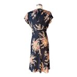 Evan Picone EVAN-PICONE Silk Navy Dress Multicolor Floral Sheath V-Neck Cap Sleeves 6 EUC Photo 1