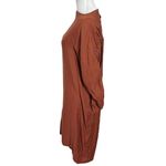 Black Crane Elastic Yoke Midi Dress Size XS Brick Linen Sheath FLAWED Brown Photo 4