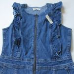 Madewell NWT Denim Ruffle-Sleeve Zip-Front Jumpsuit in Indigo Blue Stretch 4 Photo 3