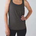Lululemon  Wild Tank Size 8 Heathered Black Strappy Back Sports Bra Photo 0