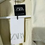 ZARA  Women Cream Lapel Collar Long Sleeves Denim Belted Cotton Topcoat Sz L Photo 11